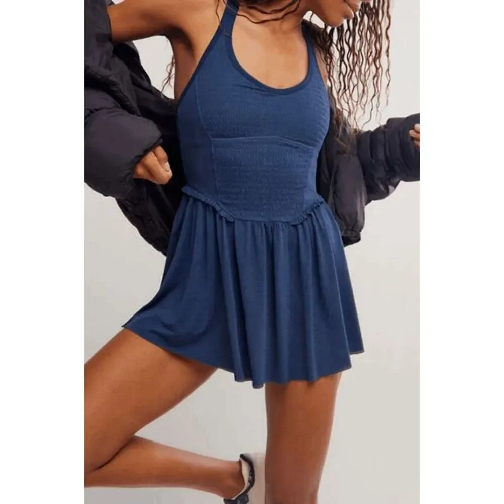 Free People Movement Smockin Hot Navy Blue Dress Shorts Small NWOT